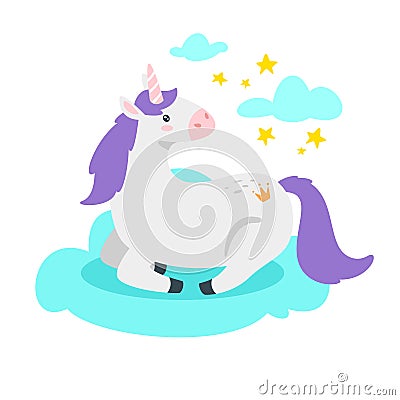 Cute unicorn. Fairytale animal Vector Illustration