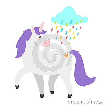 Cute unicorn. Fairytale animal Vector Illustration