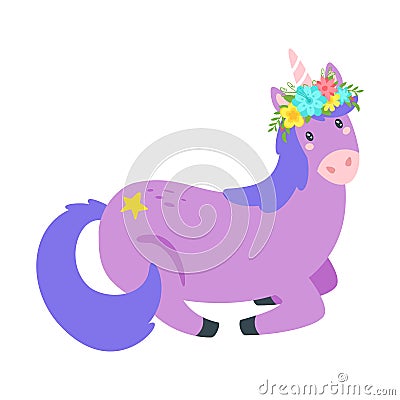 Cute unicorn. Fairytale animal Vector Illustration