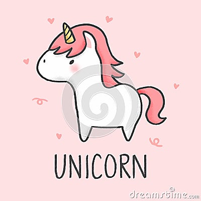 Cute Unicorn cartoon hand drawn style Stock Photo