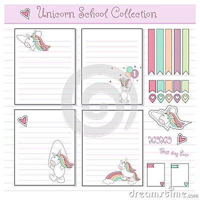 Cute unicorn printable set in vector Vector Illustration