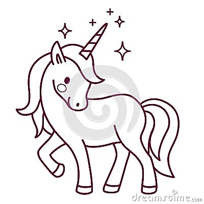 Cute unicorn simple cartoon vector coloring page illustration. S Cartoon Illustration