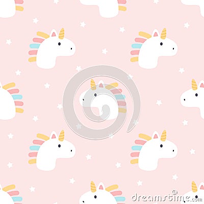 Cute unicorn and stars seamless pattern background Stock Photo