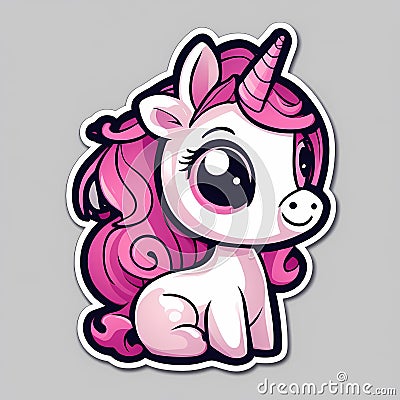 Cute unicorn sticker. Stock Photo