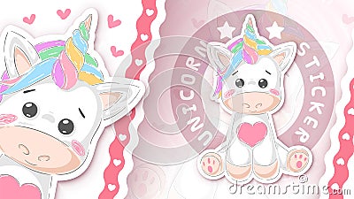 Cute unicorn - sticker for your idea Stock Photo