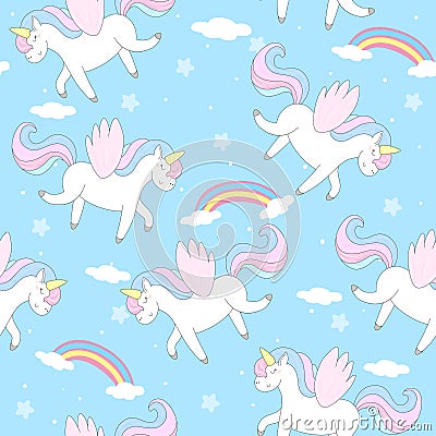 Cute unicorn vector pattern Vector Illustration