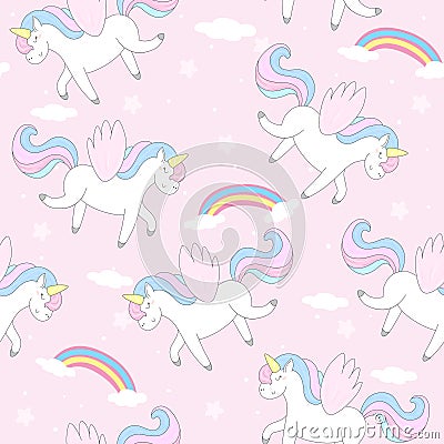 Cute unicorn vector pattern Vector Illustration