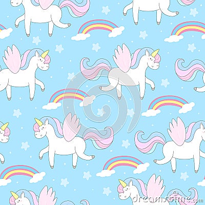 Cute unicorn vector pattern Vector Illustration