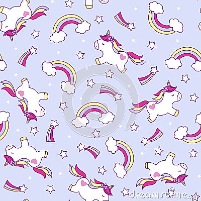 Cute unicorns pattern Vector Illustration