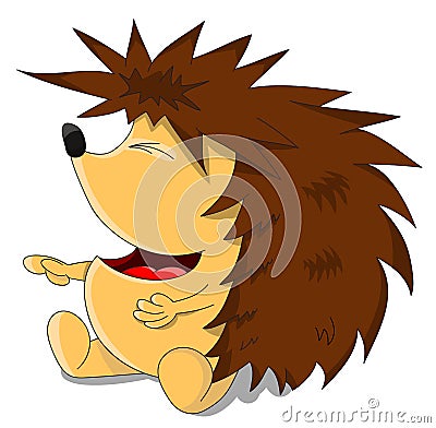 Cute unusual vector cartoon laughing hedgehog Vector Illustration