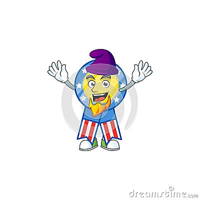 Cute USA medal mascot icon performed as an Elf on the stage Vector Illustration