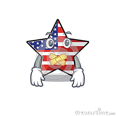 Cute usa star silent cartoon design character Vector Illustration