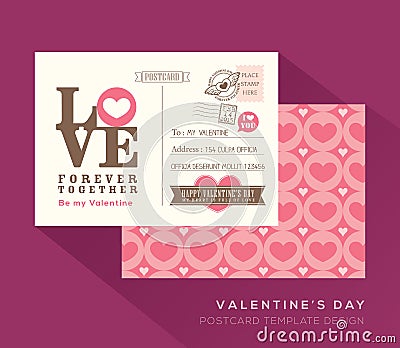 Cute Valentine postcard card design Vector Template Vector Illustration