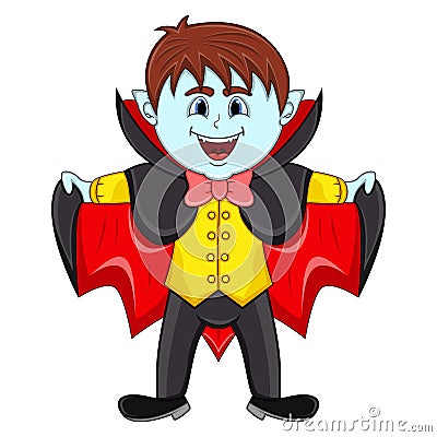 Cute Vampire Cartoon with Smile Vector Illustration