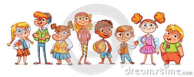 Cute variety of children Vector Illustration