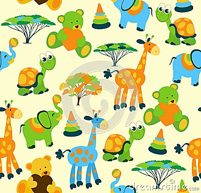 Cute vector baby seamless background. Cartoon children pattern. Vector Illustration