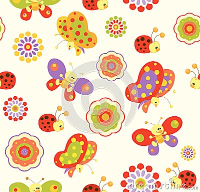 Cute vector baby seamless background. Cartoon children pattern. Vector Illustration