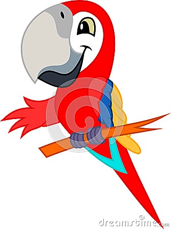 Cute Vector cartoon red scarlet Macaw ara parrot Vector Illustration