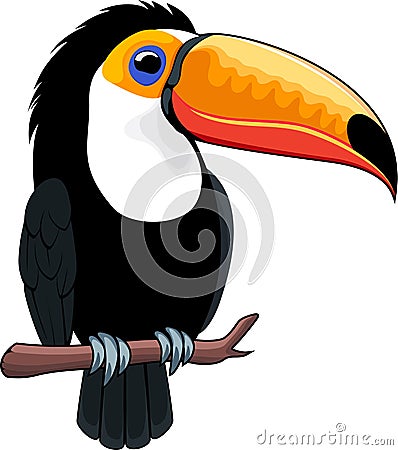 Cute Vector cartoon Toco toucan sticker Vector Illustration