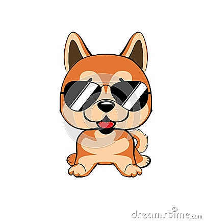 Cute vector cool dog, golden retriever in sunglasses Vector Illustration