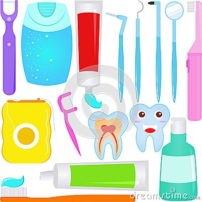 Cute Vector : Dental care (Tooth) Dentist Icons Stock Photo