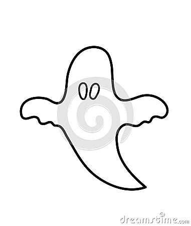Cute vector ghost. Black and white Halloween character icon. Autumn all saints eve illustration with flying spook. Samhain party Vector Illustration