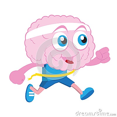 Running brain cartoon character illustration Cartoon Illustration