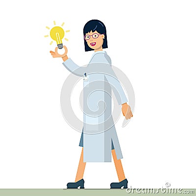 Nice illustration of woman inventor scientist Vector Illustration