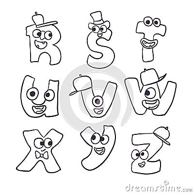 Cute monsters doodle alphabet abc Vector Illustration