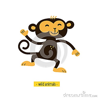Cute vector monkey isolated on white background Vector Illustration