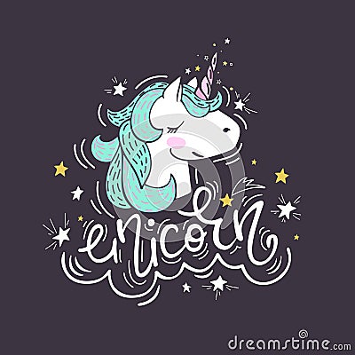 Portrait of a unicorn Vector Illustration