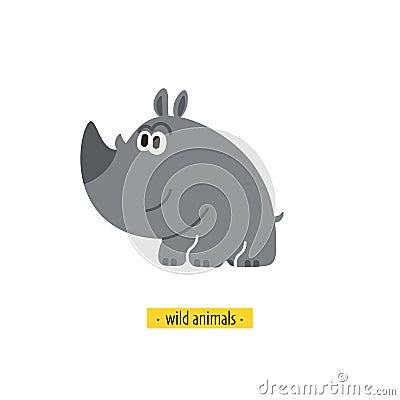 Cute vector rhino isolated on white background Vector Illustration