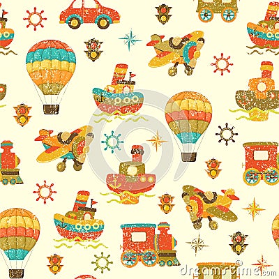 Cute vector seamless baby background. Cartoon children pattern. Vector Illustration