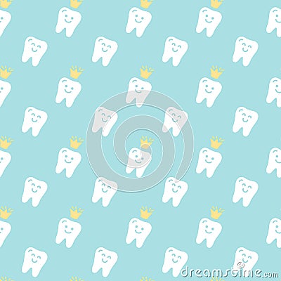 Cute vector seamless dental pattern Vector Illustration