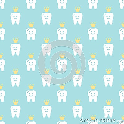 Cute vector seamless dental pattern Vector Illustration
