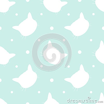 Cute vector seamless pattern with cats heads Vector Illustration