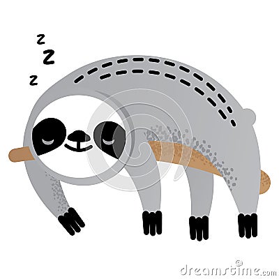 Cute vector sleeping sloth bear animal Vector Illustration