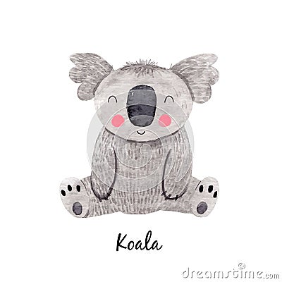 Cute vector watercolor australian baby koala bear illustration for children print Vector Illustration