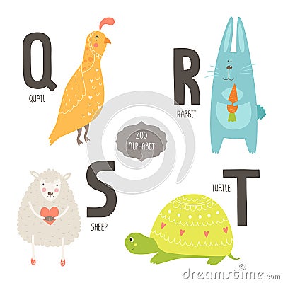Cute vector zoo alphabet Vector Illustration