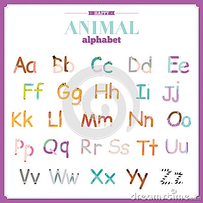 Cute vector zoo alphabet with cartoon and funny Vector Illustration