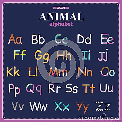 Cute vector zoo alphabet with cartoon and funny Vector Illustration