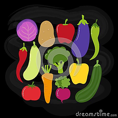 Cute Vegan Menu background with various vegetables Vector Illustration