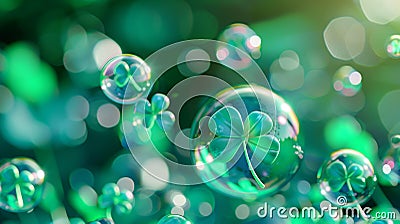 Cute vibrant 3D shamrock bubbles Stock Photo