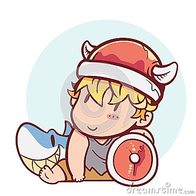 Cute viking baby Stock Photo