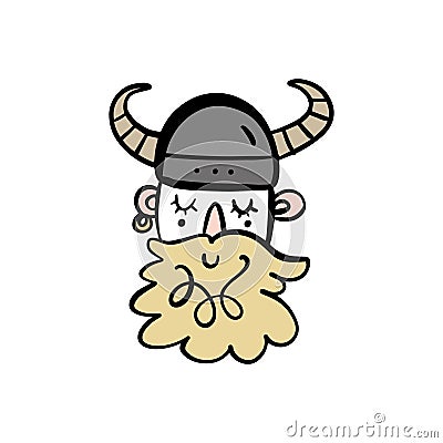 Cute viking cartoon character, scandinavian style. Vector illustration Cartoon Illustration