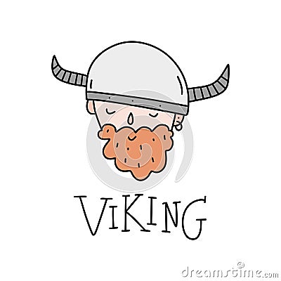 Cute viking cartoon character, scandinavian style. Vector illustration Cartoon Illustration