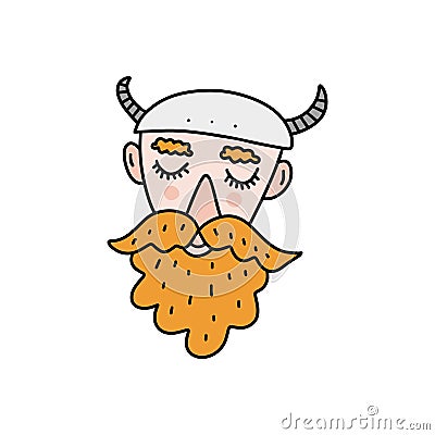 Cute viking cartoon character, scandinavian style. Vector illustration Cartoon Illustration