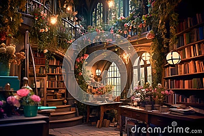 Cute vintage bookstore interior Stock Photo