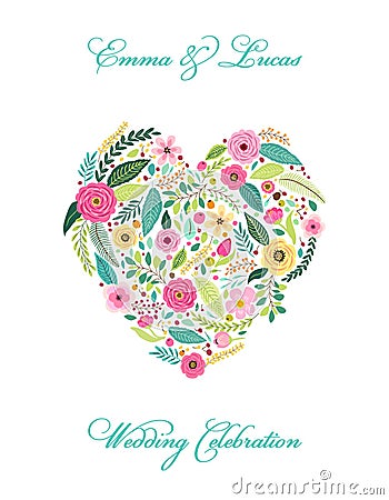 Cute vintage elements as rustic hand drawn first spring flowers Vector Illustration