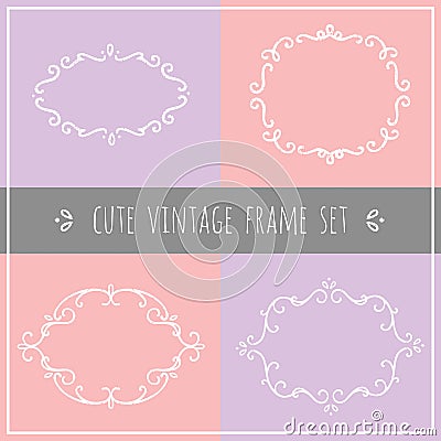 Cute vintage frame set - swirl floral femine classic design Stock Photo